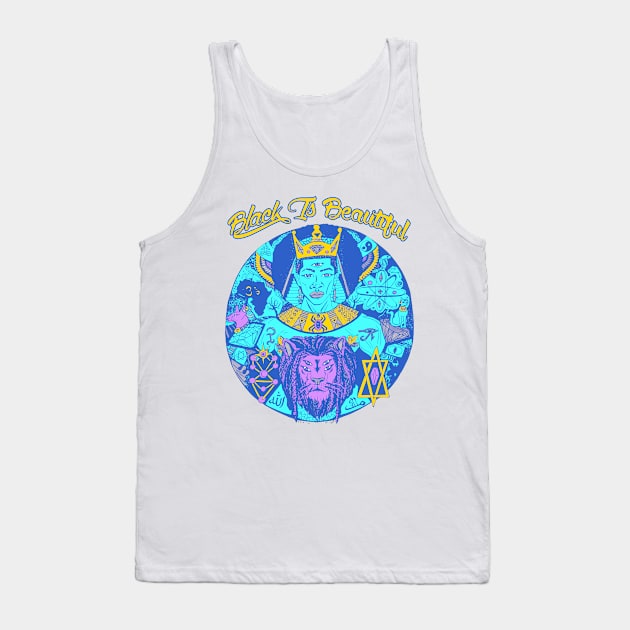 Neon Blue Black King Wise King Black Is Beautiful Tank Top by kenallouis